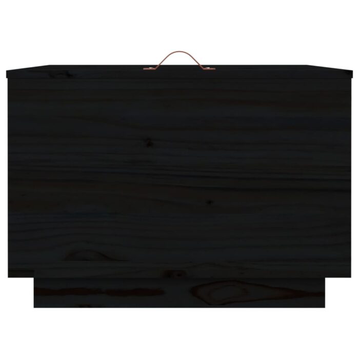 Boîtes de rangement et couvercles 3 pcs Noir Bois massif de pin – Image 5