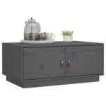 Table basse Gris 80x50x35 cm Bois massif de pin – Image 3