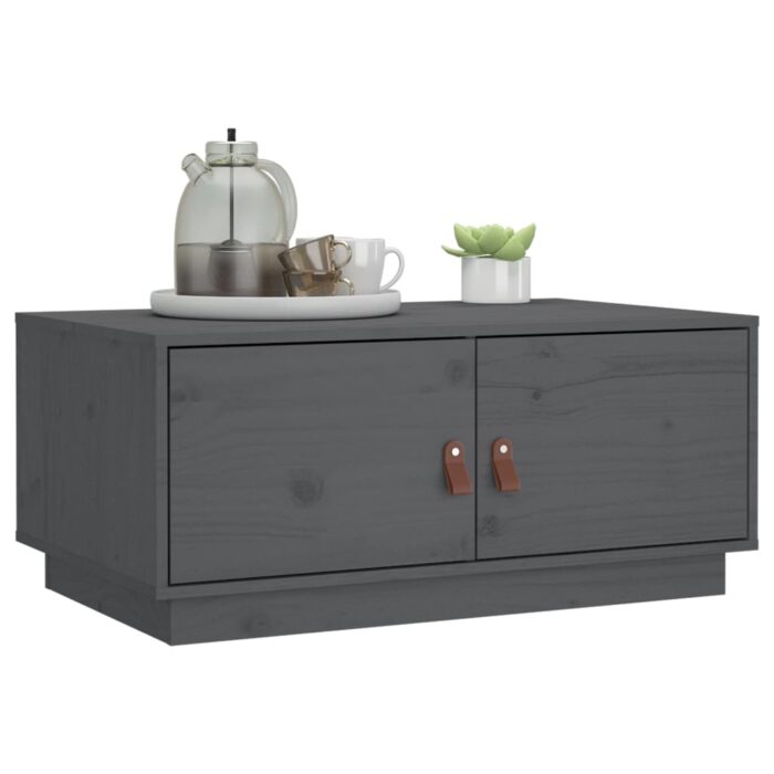 Table basse Gris 80x50x35 cm Bois massif de pin – Image 3