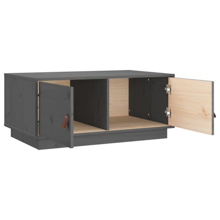 Table basse Gris 80x50x35 cm Bois massif de pin – Image 5