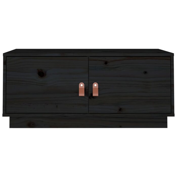 Table basse Noir 80x50x35 cm Bois massif de pin – Image 5
