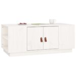 Table basse Blanc 100x50x41 cm Bois massif de pin – Image 3