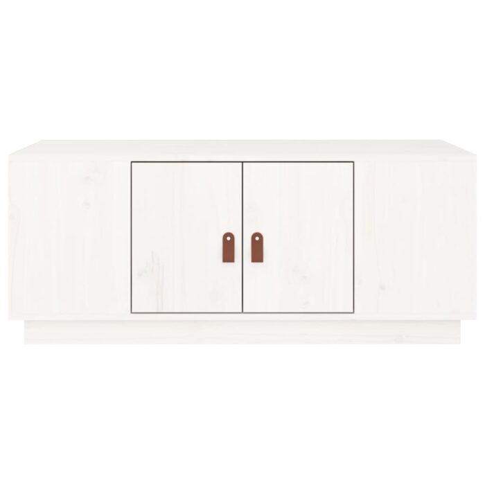 Table basse Blanc 100x50x41 cm Bois massif de pin – Image 4