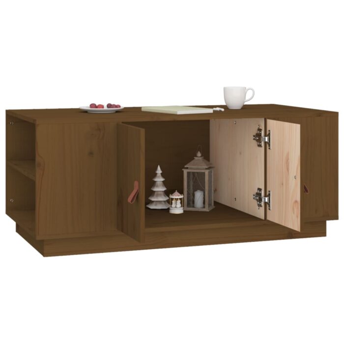 Table basse Marron miel 100x50x41 cm Bois massif de pin – Image 2