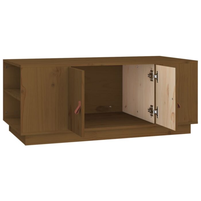 Table basse Marron miel 100x50x41 cm Bois massif de pin – Image 5