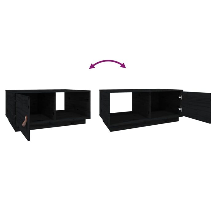 Table basse Noir 80x50x35,5 cm Bois massif de pin – Image 7