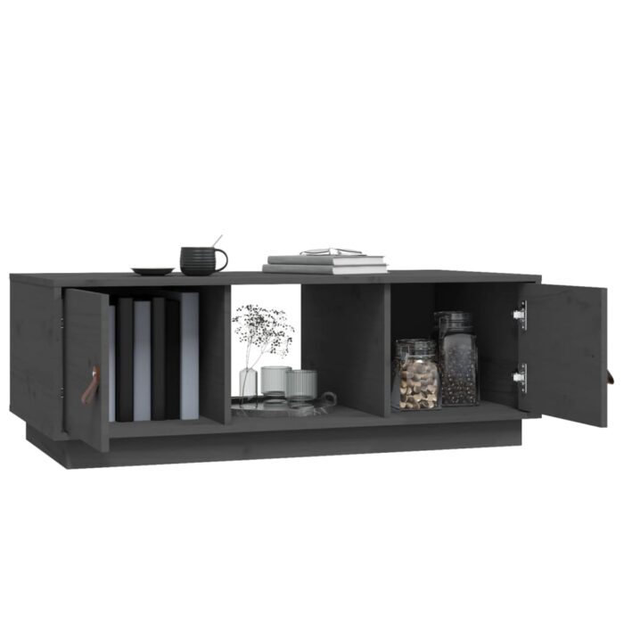 Table basse Gris 100x50x35 cm Bois massif de pin – Image 3