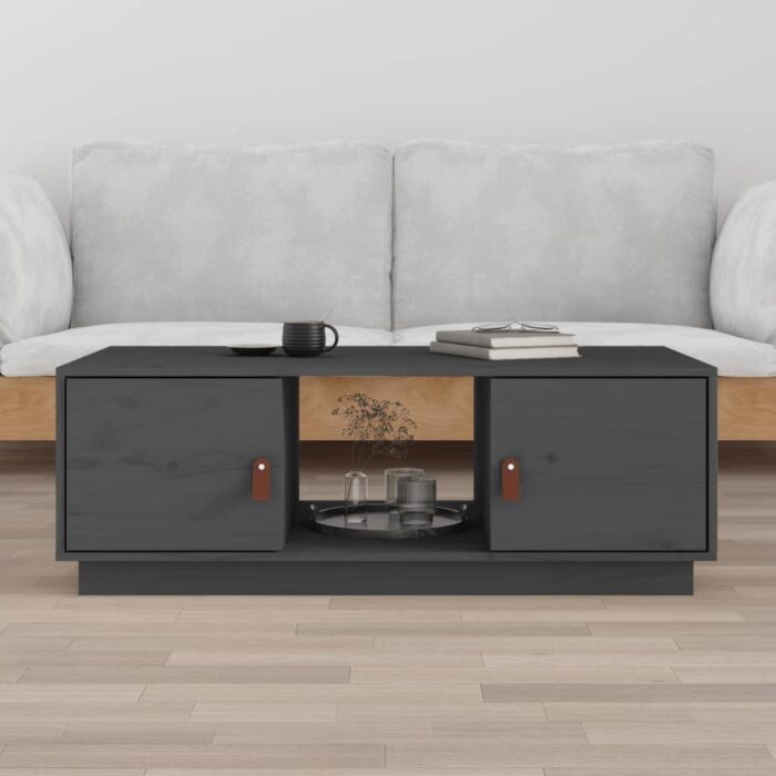 Table basse Gris 100x50x35 cm Bois massif de pin – Image 1