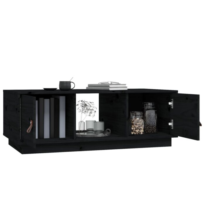 Table basse Noir 100x50x35 cm Bois massif de pin – Image 3