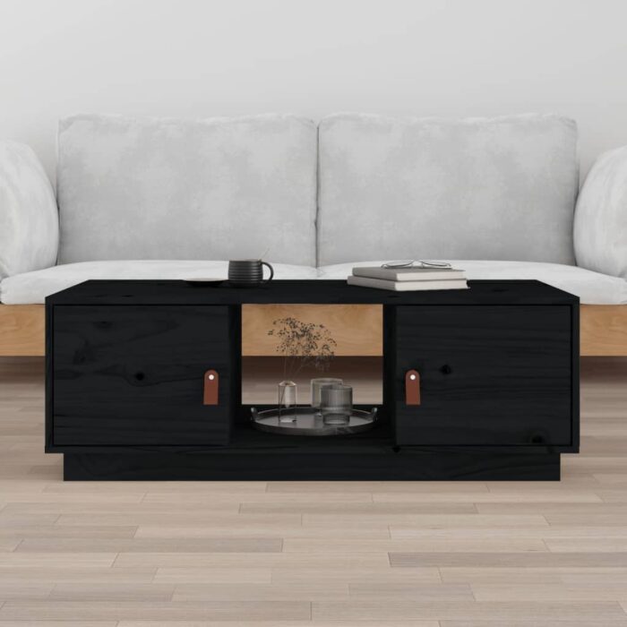 Table basse Noir 100x50x35 cm Bois massif de pin – Image 1