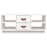 Table basse Blanc 100x50x41 cm Bois massif de pin – Image 3