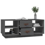 Table basse Gris 100x50x41 cm Bois massif de pin – Image 2