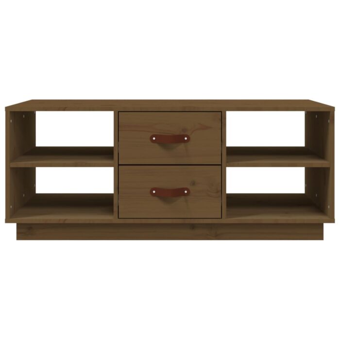 Table basse Marron miel 100x50x41 cm Bois massif de pin – Image 3