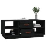 Table basse Noir 100x50x41 cm Bois massif de pin – Image 2