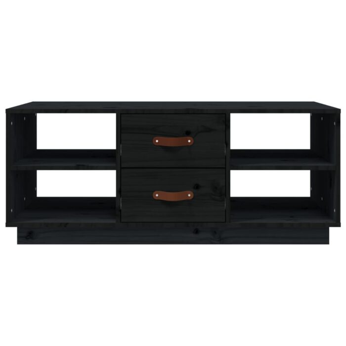 Table basse Noir 100x50x41 cm Bois massif de pin – Image 3