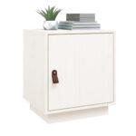 Table de chevet Blanc 40x34x45 cm Bois de pin massif – Image 2