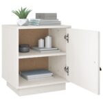 Table de chevet Blanc 40x34x45 cm Bois de pin massif – Image 3