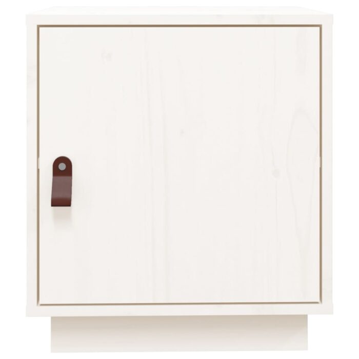 Table de chevet Blanc 40x34x45 cm Bois de pin massif – Image 4