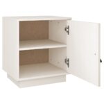 Table de chevet Blanc 40x34x45 cm Bois de pin massif – Image 5