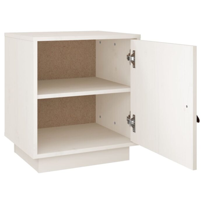 Table de chevet Blanc 40x34x45 cm Bois de pin massif – Image 5