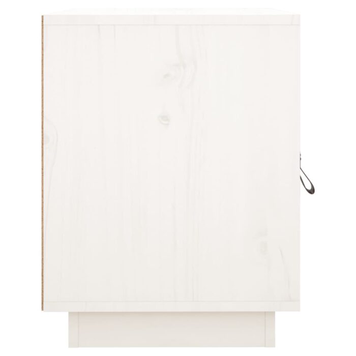 Table de chevet Blanc 40x34x45 cm Bois de pin massif – Image 6
