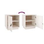 Table de chevet Blanc 40x34x45 cm Bois de pin massif – Image 7