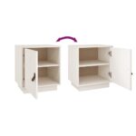 Tables de chevet 2 pcs Blanc 40x34x45 cm Bois de pin massif – Image 6