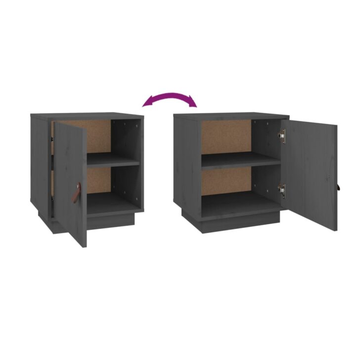 Table de chevet Gris 40x34x45 cm Bois de pin massif – Image 7