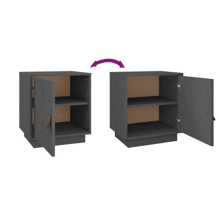 Tables de chevet 2 pcs Gris 40x34x45 cm Bois de pin massif – Image 6