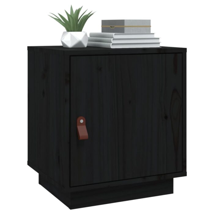 Tables de chevet 2 pcs Noir 40x34x45 cm Bois de pin massif – Image 2
