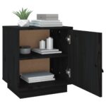 Tables de chevet 2 pcs Noir 40x34x45 cm Bois de pin massif – Image 3