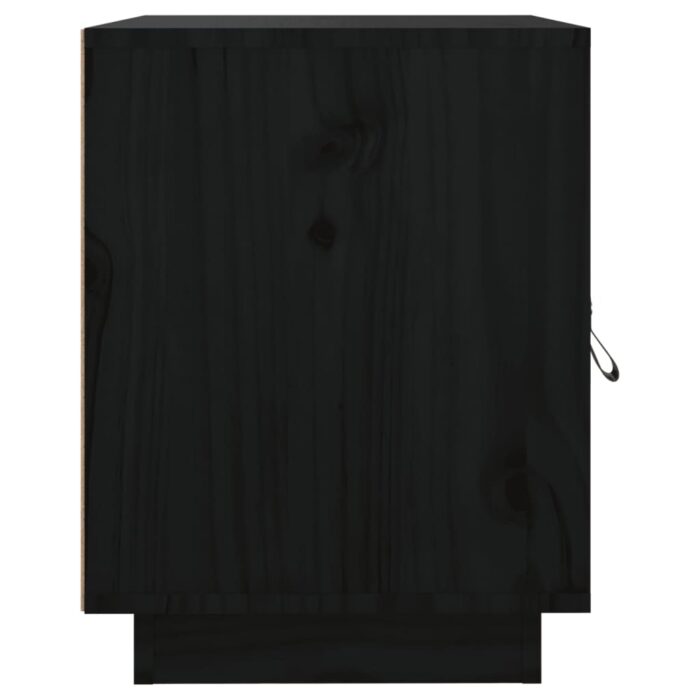 Tables de chevet 2 pcs Noir 40x34x45 cm Bois de pin massif – Image 5
