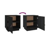 Tables de chevet 2 pcs Noir 40x34x45 cm Bois de pin massif – Image 6