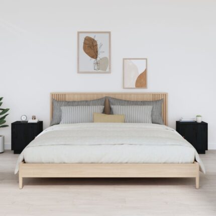 Tables de chevet 2 pcs Noir 40x34x45 cm Bois de pin massif