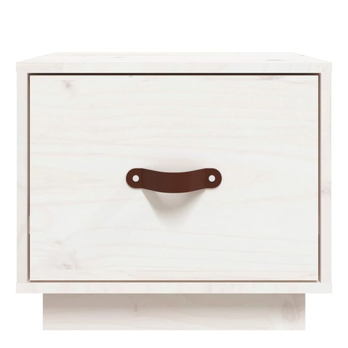 Tables de chevet 2 pcs Blanc 40x34x35 cm Bois de pin massif – Image 3