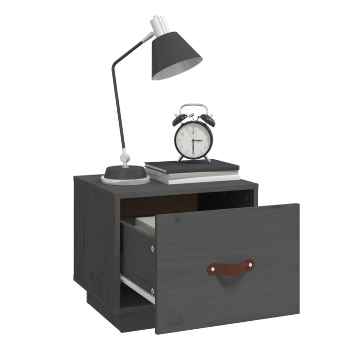 Tables de chevet 2 pcs Gris 40x34x35 cm Bois de pin massif – Image 2