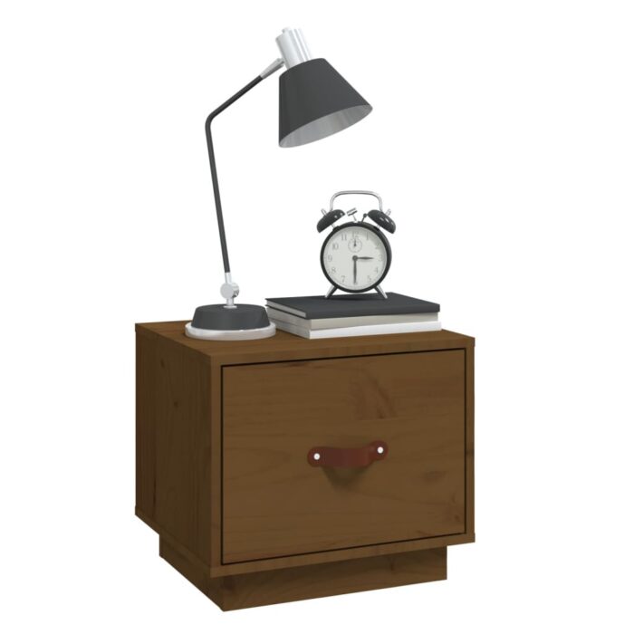 Tables de chevet 2pcs Marron miel 40x34x35cm Bois de pin massif – Image 2