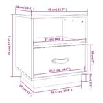 Table de chevet Blanc 40x34x45 cm Bois de pin massif – Image 8