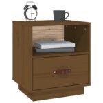 Table de chevet Marron miel 40x34x45 cm Bois de pin massif – Image 2