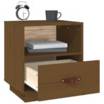 Table de chevet Marron miel 40x34x45 cm Bois de pin massif – Image 3