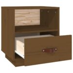 Table de chevet Marron miel 40x34x45 cm Bois de pin massif – Image 5