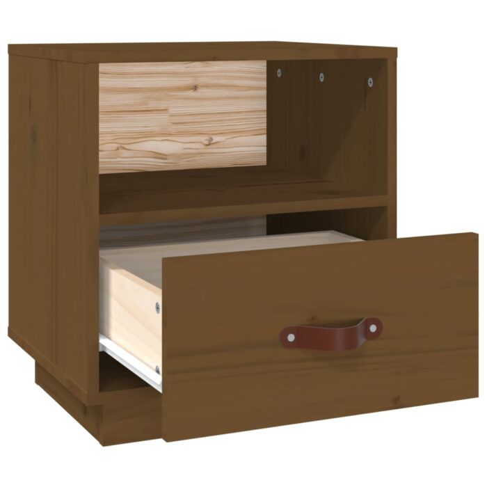 Table de chevet Marron miel 40x34x45 cm Bois de pin massif – Image 5