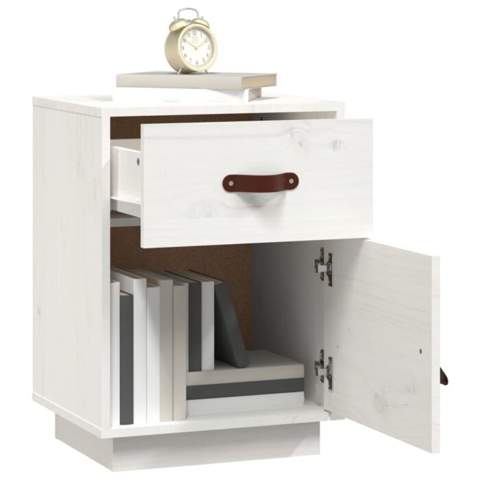 Tables de chevet 2 pcs Blanc 40x34x55 cm Bois de pin massif – Image 2