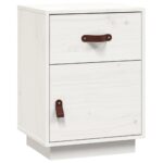 Tables de chevet 2 pcs Blanc 40x34x55 cm Bois de pin massif – Image 3