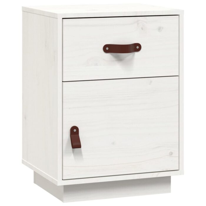 Tables de chevet 2 pcs Blanc 40x34x55 cm Bois de pin massif – Image 3