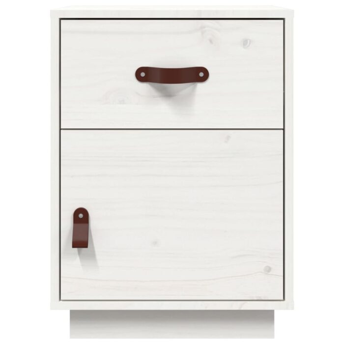 Tables de chevet 2 pcs Blanc 40x34x55 cm Bois de pin massif – Image 4