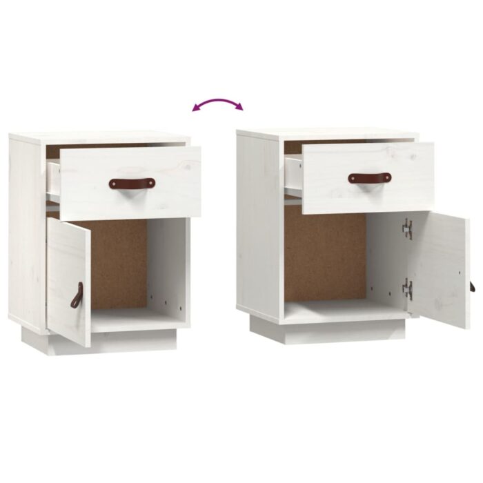 Tables de chevet 2 pcs Blanc 40x34x55 cm Bois de pin massif – Image 7