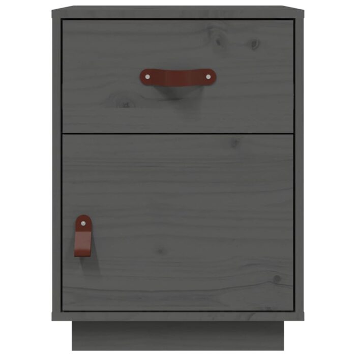 Table de chevet Gris 40x34x55 cm Bois de pin massif – Image 3