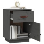 Tables de chevet 2 pcs Gris 40x34x55 cm Bois de pin massif – Image 2