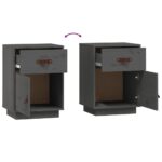 Tables de chevet 2 pcs Gris 40x34x55 cm Bois de pin massif – Image 7